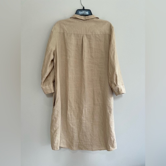 Maison 123 100% Linen Button Down Shirtdress in Khaki/Tan, size F42 / US12 - Picture 2 of 10
